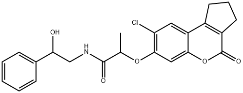 2-[(8-chloro-4-oxo-1,2,3,4-tetrahydrocyclopenta[c]chromen-7-yl)oxy]-N-(2-hydroxy-2-phenylethyl)propanamide 구조식 이미지