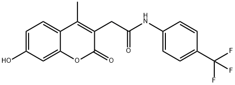 2-(7-hydroxy-4-methyl-2-oxo-2H-chromen-3-yl)-N-[4-(trifluoromethyl)phenyl]acetamide 구조식 이미지