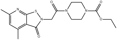 Ethyl 4-(2-(4,6-dimethyl-3-oxoisothiazolo[5,4-b]pyridin-2(3H)-yl)acetyl)piperazine-1-carboxylate 구조식 이미지