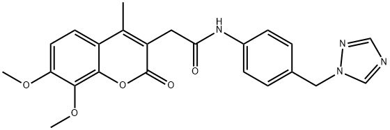 2-(7,8-dimethoxy-4-methyl-2-oxo-2H-chromen-3-yl)-N-[4-(1H-1,2,4-triazol-1-ylmethyl)phenyl]acetamide Structure