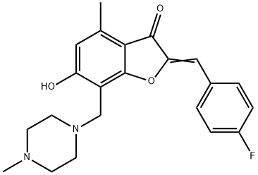 2-(4-fluorobenzylidene)-6-hydroxy-4-methyl-7-[(4-methyl-1-piperazinyl)methyl]-1-benzofuran-3(2H)-one Structure