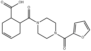 6-(4-(furan-2-carbonyl)piperazine-1-carbonyl)cyclohex-3-enecarboxylic acid 구조식 이미지