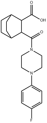 3-(4-(4-fluorophenyl)piperazine-1-carbonyl)bicyclo[2.2.2]octane-2-carboxylic acid 구조식 이미지