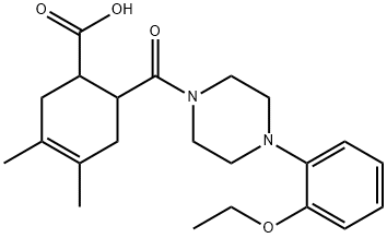 6-(4-(2-ethoxyphenyl)piperazine-1-carbonyl)-3,4-dimethylcyclohex-3-enecarboxylic acid 구조식 이미지