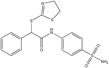 2-(4,5-dihydro-1,3-thiazol-2-ylsulfanyl)-2-phenyl-N-(4-sulfamoylphenyl)acetamide 구조식 이미지
