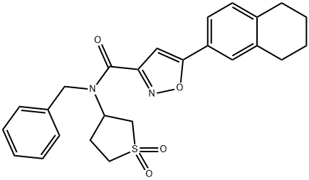 N-benzyl-N-(1,1-dioxidotetrahydrothiophen-3-yl)-5-(5,6,7,8-tetrahydronaphthalen-2-yl)-1,2-oxazole-3-carboxamide 구조식 이미지