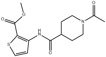 methyl 3-{[(1-acetylpiperidin-4-yl)carbonyl]amino}thiophene-2-carboxylate Structure