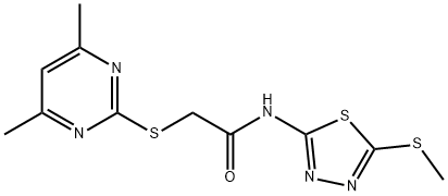 2-[(4,6-dimethylpyrimidin-2-yl)sulfanyl]-N-[5-(methylsulfanyl)-1,3,4-thiadiazol-2-yl]acetamide 구조식 이미지