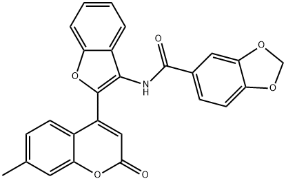 N-[2-(7-methyl-2-oxo-2H-chromen-4-yl)-1-benzofuran-3-yl]-1,3-benzodioxole-5-carboxamide 구조식 이미지