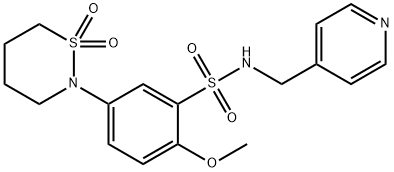 5-(1,1-dioxido-1,2-thiazinan-2-yl)-2-methoxy-N-(pyridin-4-ylmethyl)benzenesulfonamide 구조식 이미지