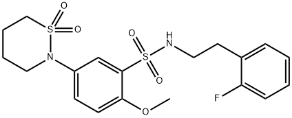 5-(1,1-dioxido-1,2-thiazinan-2-yl)-N-[2-(2-fluorophenyl)ethyl]-2-methoxybenzenesulfonamide 구조식 이미지