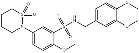 N-(3,4-dimethoxybenzyl)-5-(1,1-dioxido-1,2-thiazinan-2-yl)-2-methoxybenzenesulfonamide Structure