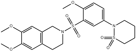 2-{[5-(1,1-dioxido-1,2-thiazinan-2-yl)-2-methoxyphenyl]sulfonyl}-6,7-dimethoxy-1,2,3,4-tetrahydroisoquinoline 구조식 이미지