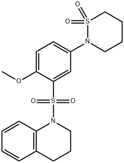 1-{[5-(1,1-dioxido-1,2-thiazinan-2-yl)-2-methoxyphenyl]sulfonyl}-1,2,3,4-tetrahydroquinoline 구조식 이미지