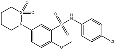 N-(4-chlorophenyl)-5-(1,1-dioxido-1,2-thiazinan-2-yl)-2-methoxybenzenesulfonamide 구조식 이미지