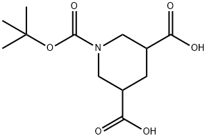 1-(tert-butoxycarbonyl)piperidine-3,5-dicarboxylic acid 구조식 이미지