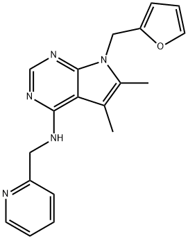 7-(furan-2-ylmethyl)-5,6-dimethyl-N-(pyridin-2-ylmethyl)-7H-pyrrolo[2,3-d]pyrimidin-4-amine 구조식 이미지