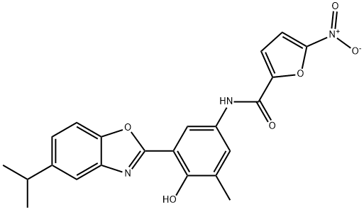 N-[4-hydroxy-3-(5-isopropyl-1,3-benzoxazol-2-yl)-5-methylphenyl]-5-nitro-2-furamide Structure