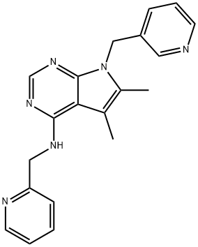 5,6-dimethyl-N-(pyridin-2-ylmethyl)-7-(pyridin-3-ylmethyl)-7H-pyrrolo[2,3-d]pyrimidin-4-amine 구조식 이미지