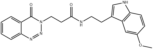 N-[2-(5-methoxy-1H-indol-3-yl)ethyl]-3-(4-oxo-1,2,3-benzotriazin-3(4H)-yl)propanamide 구조식 이미지