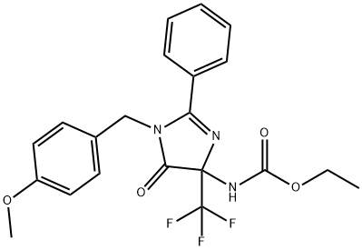 ethyl 1-(4-methoxybenzyl)-5-oxo-2-phenyl-4-(trifluoromethyl)-4,5-dihydro-1H-imidazol-4-ylcarbamate 구조식 이미지