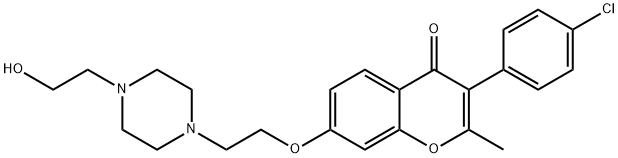 3-(4-chlorophenyl)-7-{2-[4-(2-hydroxyethyl)piperazin-1-yl]ethoxy}-2-methyl-4H-chromen-4-one Structure