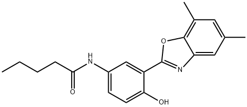 N-[3-(5,7-dimethyl-1,3-benzoxazol-2-yl)-4-hydroxyphenyl]pentanamide 구조식 이미지