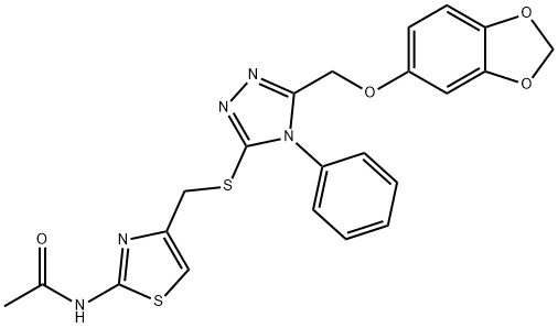 N-{4-[({5-[(1,3-benzodioxol-5-yloxy)methyl]-4-phenyl-4H-1,2,4-triazol-3-yl}sulfanyl)methyl]-1,3-thiazol-2-yl}acetamide Structure