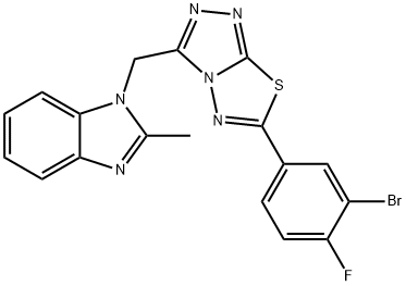 1-{[6-(3-bromo-4-fluorophenyl)[1,2,4]triazolo[3,4-b][1,3,4]thiadiazol-3-yl]methyl}-2-methyl-1H-benzimidazole Structure