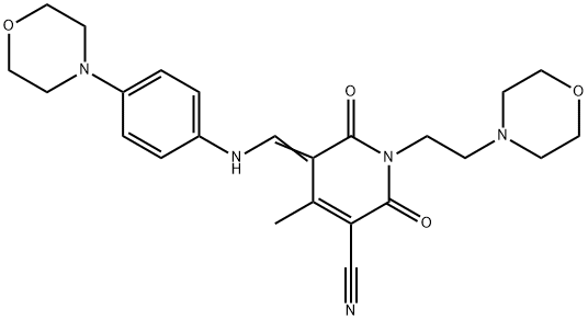 (5Z)-4-methyl-1-[2-(morpholin-4-yl)ethyl]-5-({[4-(morpholin-4-yl)phenyl]amino}methylidene)-2,6-dioxo-1,2,5,6-tetrahydropyridine-3-carbonitrile Structure