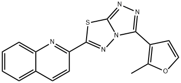 2-[3-(2-methylfuran-3-yl)[1,2,4]triazolo[3,4-b][1,3,4]thiadiazol-6-yl]quinoline 구조식 이미지