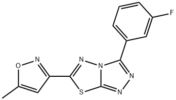 3-(3-fluorophenyl)-6-(5-methyl-1,2-oxazol-3-yl)[1,2,4]triazolo[3,4-b][1,3,4]thiadiazole 구조식 이미지