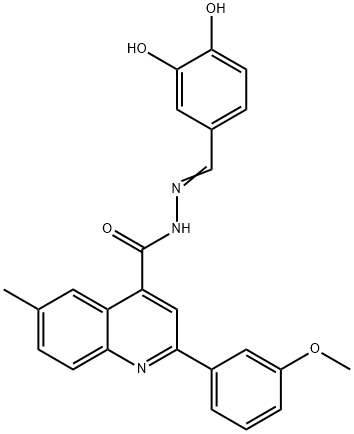 (E)-N'-(3,4-dihydroxybenzylidene)-2-(3-methoxyphenyl)-6-methylquinoline-4-carbohydrazide 구조식 이미지