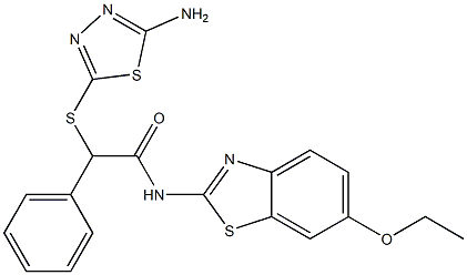 2-[(5-amino-1,3,4-thiadiazol-2-yl)sulfanyl]-N-(6-ethoxy-1,3-benzothiazol-2-yl)-2-phenylacetamide 구조식 이미지