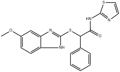 2-[(5-methoxy-1H-benzimidazol-2-yl)sulfanyl]-2-phenyl-N-(1,3-thiazol-2-yl)acetamide 구조식 이미지