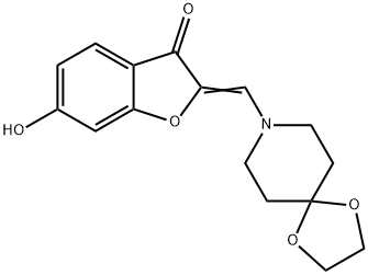 (2Z)-2-(1,4-dioxa-8-azaspiro[4.5]dec-8-ylmethylidene)-6-hydroxy-1-benzofuran-3(2H)-one Structure