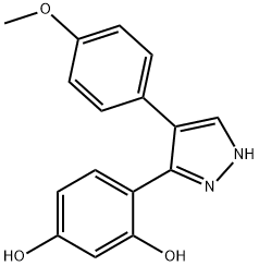 4-[4-(4-methoxyphenyl)-1H-pyrazol-3-yl]benzene-1,3-diol 구조식 이미지