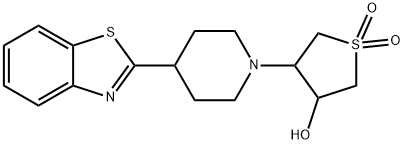 4-[4-(1,3-benzothiazol-2-yl)-1-piperidinyl]tetrahydro-3-thiophenol 1,1-dioxide 구조식 이미지