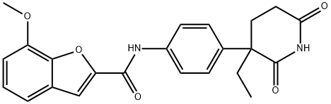 N-[4-(3-ethyl-2,6-dioxopiperidin-3-yl)phenyl]-7-methoxy-1-benzofuran-2-carboxamide 구조식 이미지