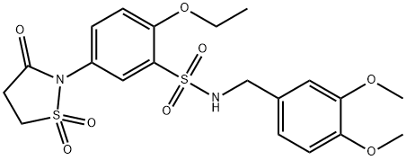 N-(3,4-dimethoxybenzyl)-5-(1,1-dioxido-3-oxo-1,2-thiazolidin-2-yl)-2-ethoxybenzenesulfonamide 구조식 이미지