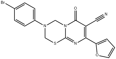 3-(4-bromophenyl)-8-(furan-2-yl)-6-oxo-3,4-dihydro-2H,6H-pyrimido[2,1-b][1,3,5]thiadiazine-7-carbonitrile Structure