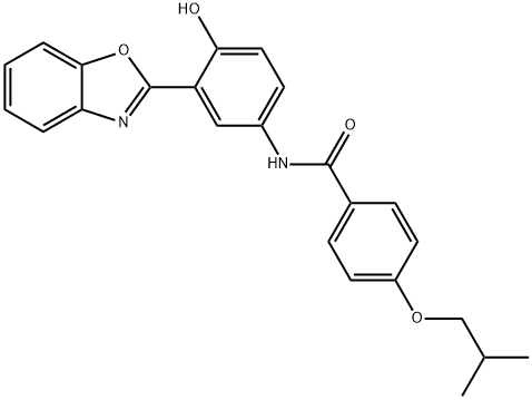 N-[3-(1,3-benzoxazol-2-yl)-4-hydroxyphenyl]-4-(2-methylpropoxy)benzamide 구조식 이미지