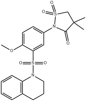 2-[3-(3,4-dihydroquinolin-1(2H)-ylsulfonyl)-4-methoxyphenyl]-4,4-dimethyl-1,2-thiazolidin-3-one 1,1-dioxide Structure