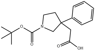 2-(1-(tert-butoxycarbonyl)-3-phenylpyrrolidin-3-yl)acetic acid 구조식 이미지