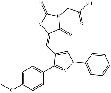 [(5E)-5-{[3-(4-methoxyphenyl)-1-phenyl-1H-pyrazol-4-yl]methylidene}-4-oxo-2-thioxo-1,3-thiazolidin-3-yl]acetic acid Structure