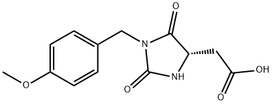 (S)-2-(1-(4-methoxybenzyl)-2,5-dioxoimidazolidin-4-yl)acetic acid 구조식 이미지