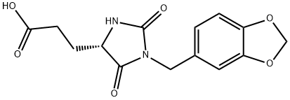 (S)-3-(1-(benzo[d][1,3]dioxol-5-ylmethyl)-2,5-dioxoimidazolidin-4-yl)propanoic acid 구조식 이미지