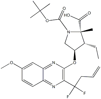 (2S,3S,4R)-1-tert-butyl 2-methyl 4-((3-(1,1-difluorobut-3-en-1-yl)-7-methoxyquinoxalin-2 -yl)oxy)-3-ethylpyrrolidine-1,2-dicarboxylat Structure