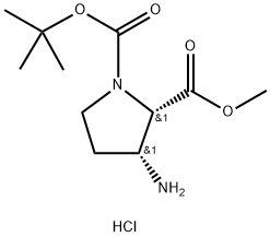 1-tert-butyl 2-methyl (2S,3R)-3-amino-1,2-pyrrolidinedicarboxylate hydrochloride 구조식 이미지