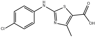 2-((4-Chlorophenyl)amino)-4-methyl-1,3-thiazole-5-carboxylic acid, 95% 구조식 이미지